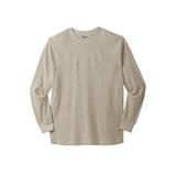 Men's Big & Tall Waffle-knit thermal crewneck tee by KingSize in Heather Oatmeal (Size 8XL) Long Underwear Top