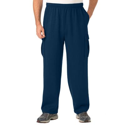 Men's Big & Tall Fleece Cargo Sweatpants by KingSize in Navy (Size 2XL)