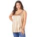 Plus Size Women's Scoopneck Metallic Tank Top by Roaman's in Sparkling Champagne Metallic (Size 26/28) Top Sleeveless Sparkle Shirt