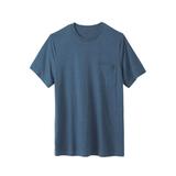 Men's Big & Tall Shrink-Less™ Lightweight Longer-Length Crewneck Pocket T-Shirt by KingSize in Heather Slate Blue (Size L)