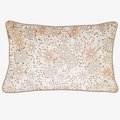Metallic Floral Decorative Pillow by Levinsohn Textiles in Oyster Pink