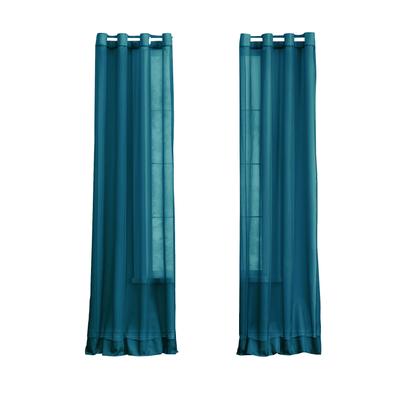 Wide Width BH Studio Sheer Voile Grommet Panel by BH Studio in Dark Turquoise (Size 56" W 63" L) Window Curtain