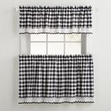 Wide Width Buffalo Check Tier Curtain Set, Valance Not Included by BrylaneHome in Black White (Size 58" W 24" L) Window Curtain