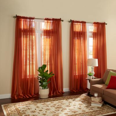 Wide Width BH Studio Sheer Voile Grommet Panel by BH Studio in Autumn Leaves (Size 56" W 63" L) Window Curtain
