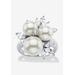 Women's Platinum over Sterling Silver Simulated Pearl and Cubic Zirconia Ring by PalmBeach Jewelry in Platinum (Size 6)