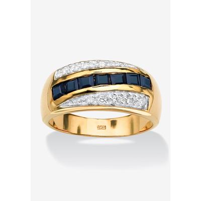 Men's Gold over Sterling Silver Sapphire and Cubic Zirconia Ring by PalmBeach Jewelry in Sapphire (Size 16)