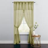 Wide Width BH Studio Sheer Voile 5-Pc. One-Rod Curtain Set by BH Studio in Sage (Size 60" W 63" L) Window Curtain