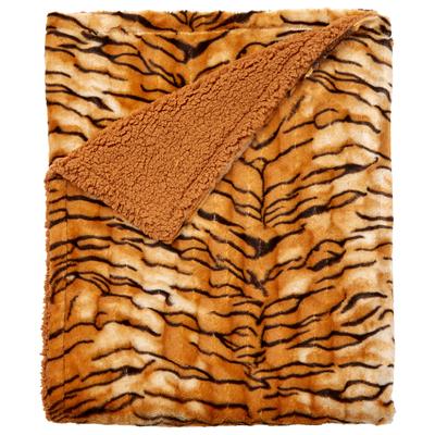 Faux Fur Animal Print Blanket by BrylaneHome in Tiger Print (Size KING)