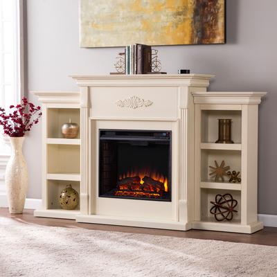 Tennyson Electric Fireplace with Bookcases by SEI Furniture in Ivory