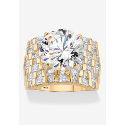 Gold over Sterling Silver Round Ring Cubic Zirconia (9 cttw TDW) by PalmBeach Jewelry in Gold (Size 8)