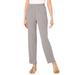Plus Size Women's Straight-Leg Soft Knit Pant by Roaman's in Medium Heather Grey (Size 4X) Pull On Elastic Waist