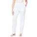 Plus Size Women's Straight-Leg Soft Knit Pant by Roaman's in White (Size 5X) Pull On Elastic Waist