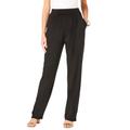 Plus Size Women's Straight-Leg Soft Knit Pant by Roaman's in Black (Size S) Pull On Elastic Waist