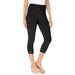 Plus Size Women's Lace-Trim Essential Stretch Capri Legging by Roaman's in Black (Size 4X) Activewear Workout Yoga Pants