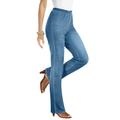 Plus Size Women's Bootcut Comfort Stretch Jean by Denim 24/7 in Light Stonewash Sanded (Size 28 WP) Elastic Waist