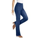 Plus Size Women's Bootcut Comfort Stretch Jean by Denim 24/7 in Medium Stonewash Sanded (Size 14 WP) Elastic Waist