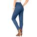 Plus Size Women's Skinny-Leg Comfort Stretch Jean by Denim 24/7 in Medium Stonewash Sanded (Size 18 W) Elastic Waist Jegging