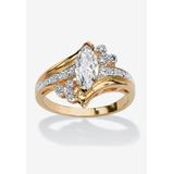 Gold-Plated Marquise Cut Engagement Ring Cubic Zirconia by PalmBeach Jewelry in Gold (Size 9)