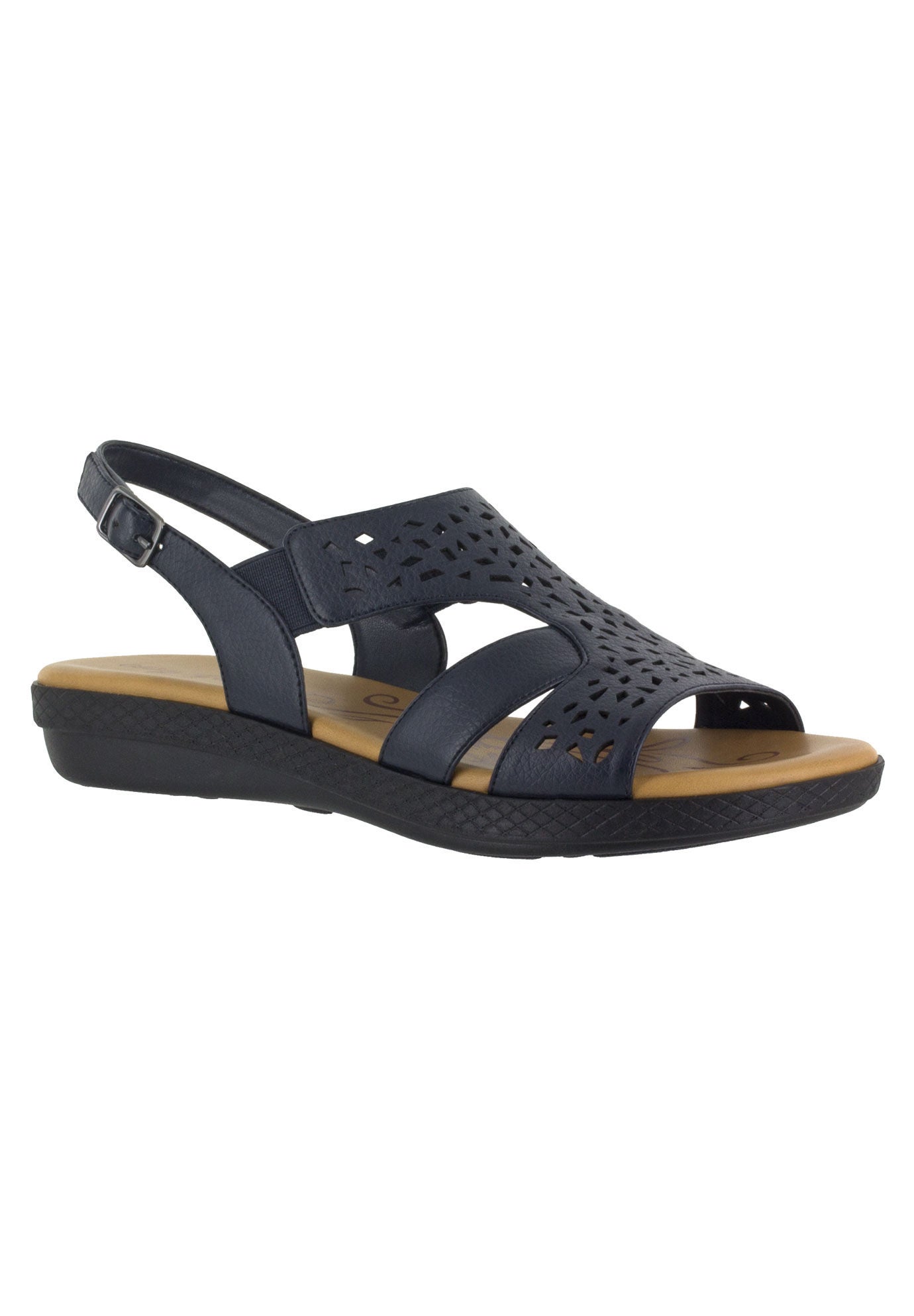 Extra Wide Width Women's Bolt Sandals by Easy Street® in Navy (Size 9 WW)