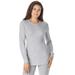 Plus Size Women's Thermal Crewneck Long-Sleeve Top by Comfort Choice in Heather Grey (Size 5X) Long Underwear Top