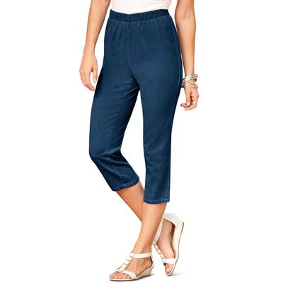 Plus Size Women's Comfort Stretch Capri Jean by Denim 24/7 in Medium Stonewash (Size 14 W)