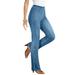 Plus Size Women's Bootcut Comfort Stretch Jean by Denim 24/7 in Light Stonewash Sanded (Size 18 WP) Elastic Waist