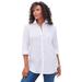 Plus Size Women's Three-Quarter Sleeve Kate Big Shirt by Roaman's in White (Size 28 W) Button Down Shirt Blouse