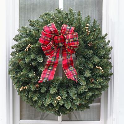 Large Pre-Lit Double-Sided Wreath by BrylaneHome in Green Christmas Wreath