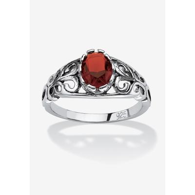 Sterling Silver Swirl Simulated Birthstone Ring by PalmBeach Jewelry in January (Size 9)