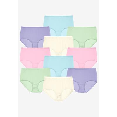 Plus Size Women's Full Coverage Nylon Brief 10-Pack by Comfort Choice in Pastel Pack (Size 8) Underwear