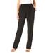 Plus Size Women's Straight-Leg Soft Knit Pant by Roaman's in Black (Size 3X) Pull On Elastic Waist