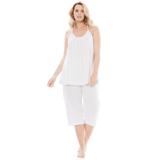 Plus Size Women's Breezy Eyelet Knit Tank & Capri PJ Set by Dreams & Co. in White (Size 18/20) Pajamas