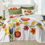 Bloom Chenille Bedspread by BrylaneHome in Red Multi (Size TWIN) Floral Bedding Colorful Flowers