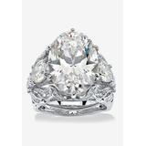 Platinum-Plated Bridal Ring Set Cubic Zirconia (15 3/4 cttw TDW) by PalmBeach Jewelry in Platinum (Size 5)
