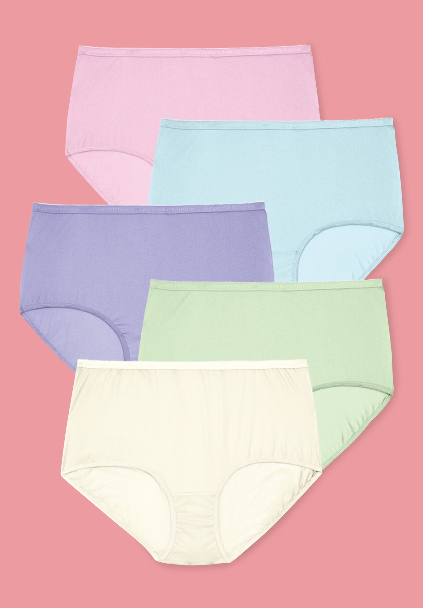 Plus Size Women's Cotton Brief 5-Pack by Comfort Choice in Pastel Pack (Size 14) Underwear