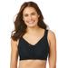 Plus Size Women's Front-Close Cotton Wireless Posture Bra by Comfort Choice in Black (Size 50 B)