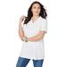 Plus Size Women's Polo Ultimate Tee by Roaman's in White (Size 1X) 100% Cotton Shirt