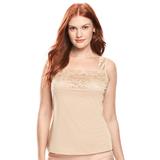 Plus Size Women's Silky Lace-Trimmed Camisole by Comfort Choice in Nude (Size L) Full Slip