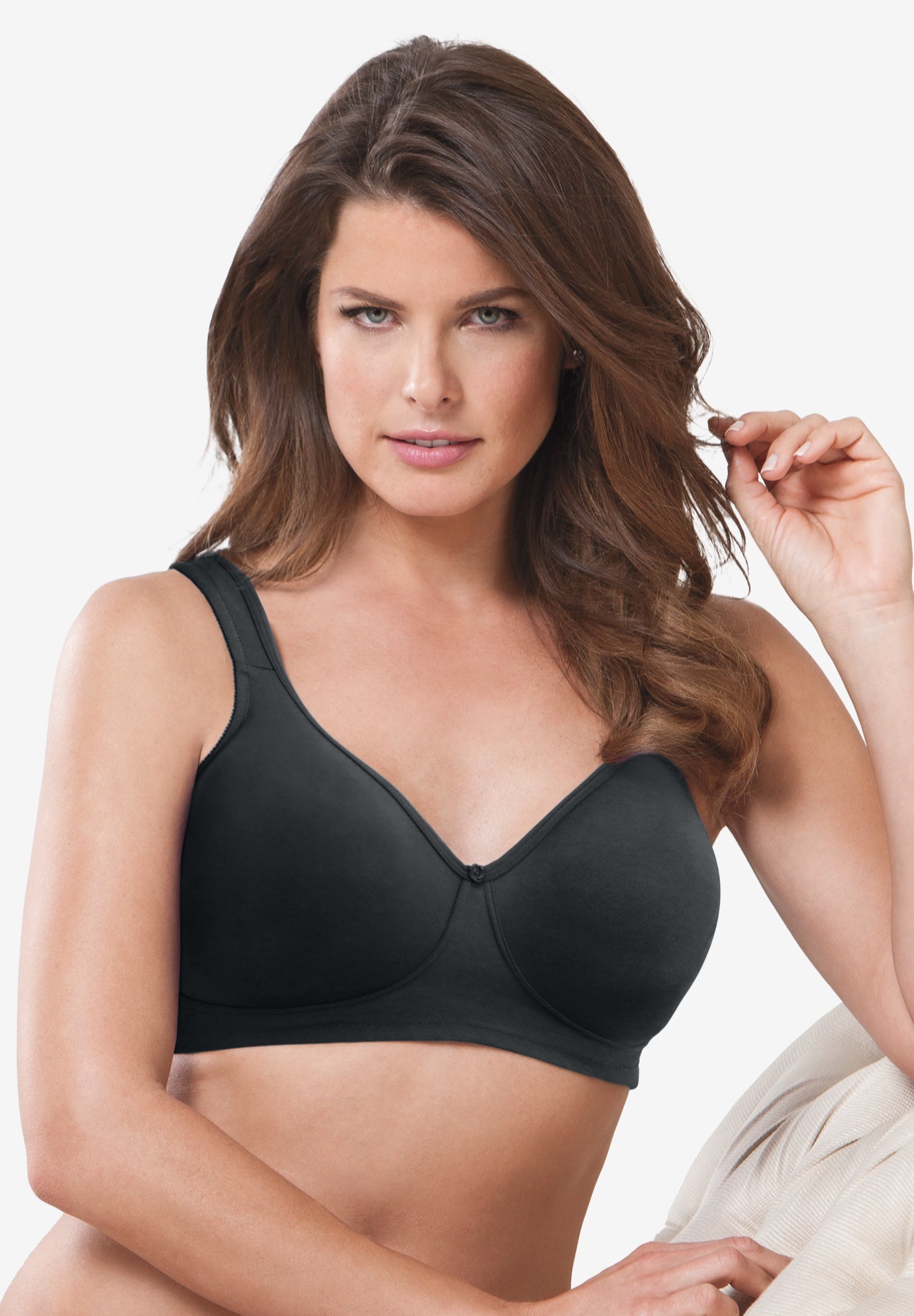 Plus Size Women's Wireless Microfiber T-Shirt Bra by Comfort Choice in Black (Size 52 D)