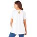 Plus Size Women's Short-Sleeve V-Neck Ultimate Tunic by Roaman's in White (Size L) Long T-Shirt Tee