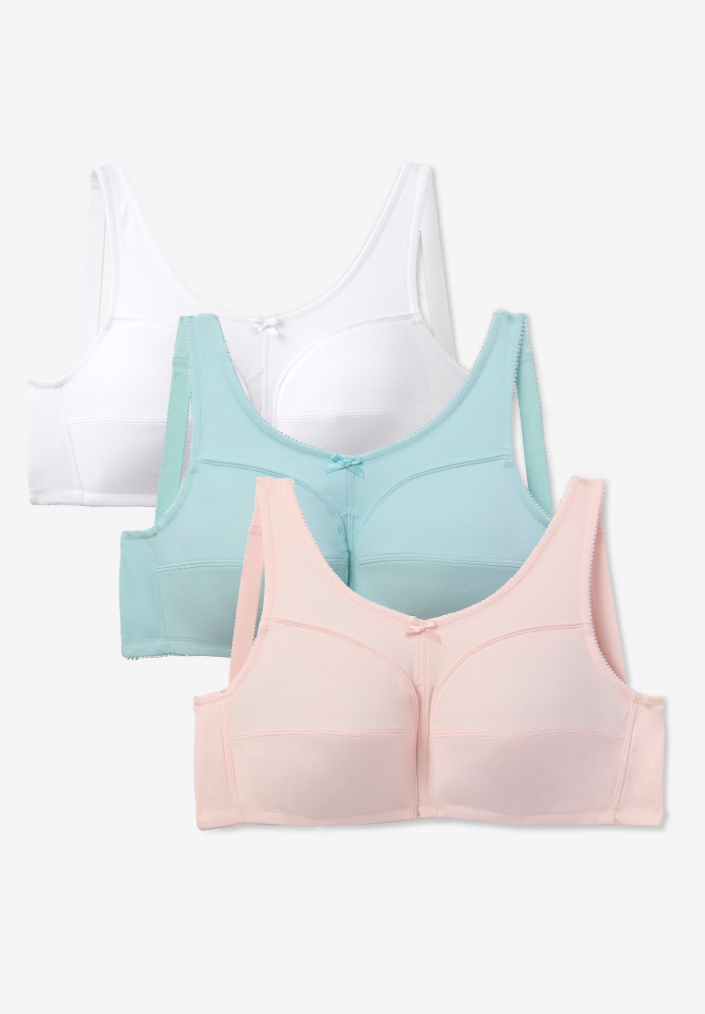 Plus Size Women's 3-Pack Cotton Wireless Bra by Comfort Choice in Pastel Assorted (Size 46 DDD)