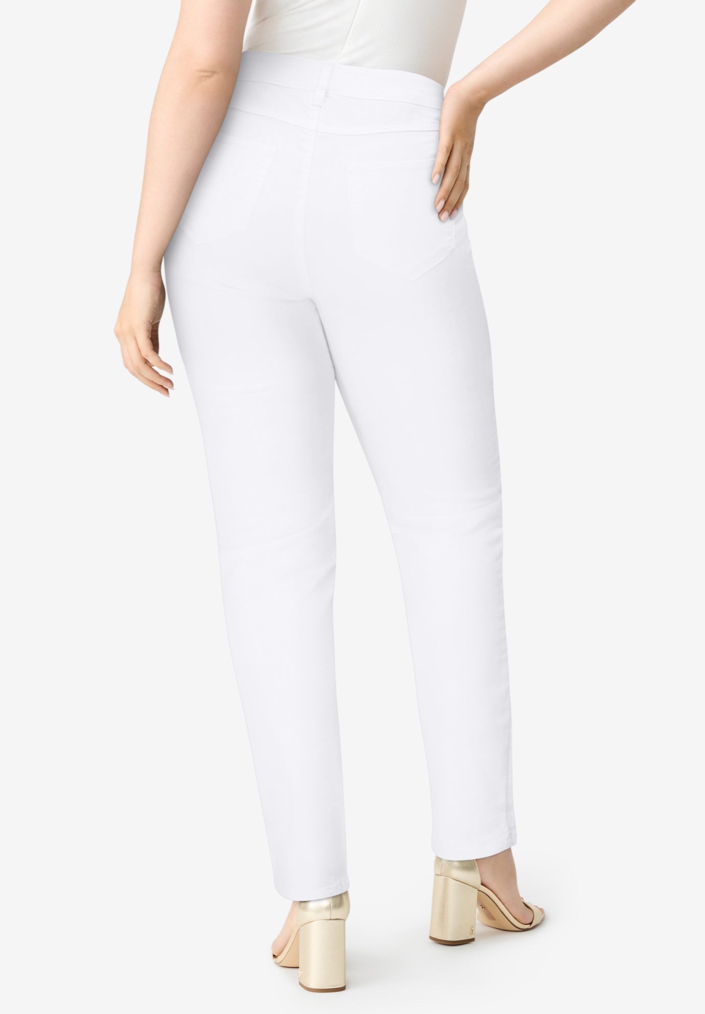 Plus Size Women's Plus Size Classic Stretch Straight Leg Jean by Denim 24/7 by Roamans in White Denim (Size 12 T)