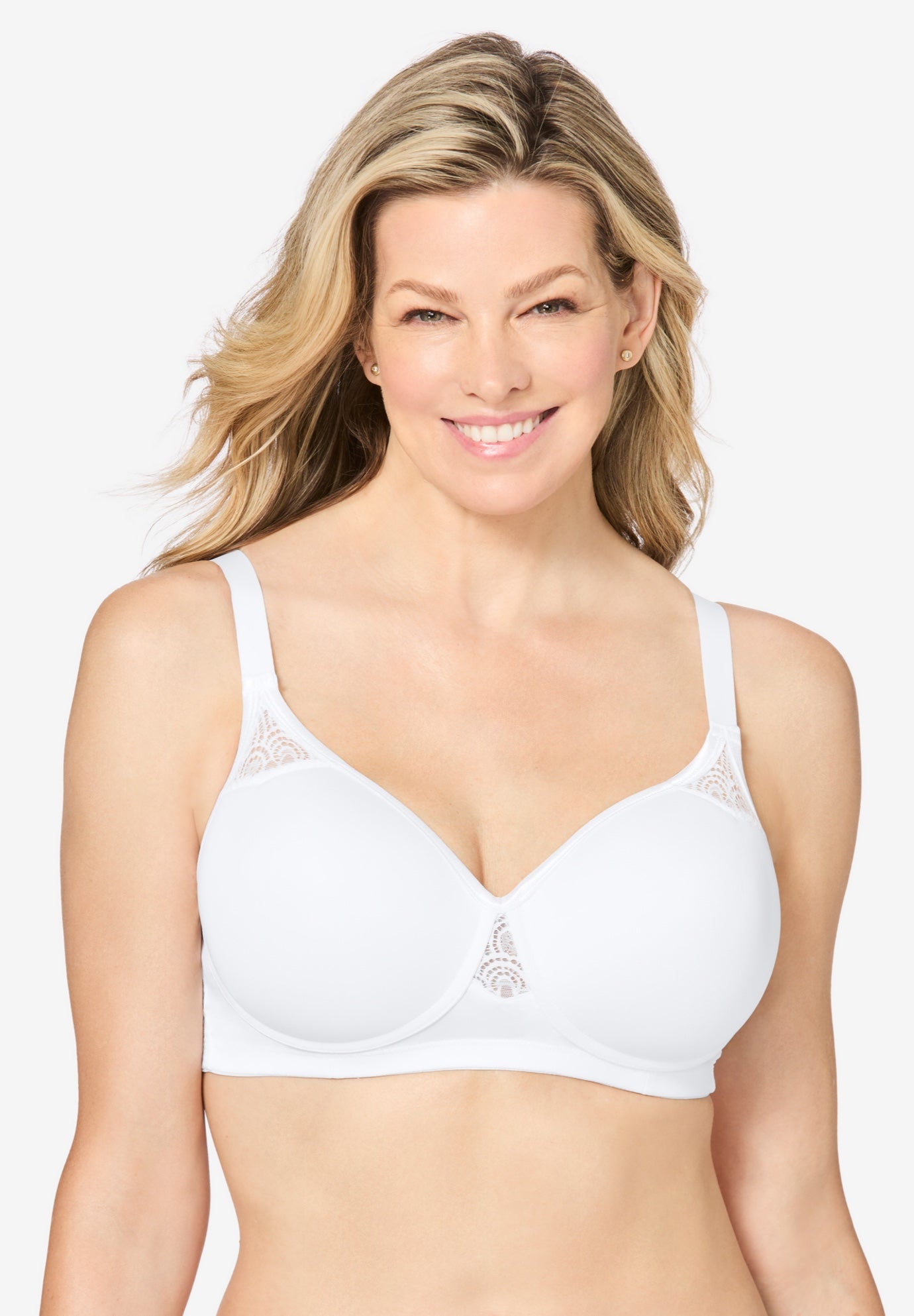 Plus Size Women's Stay-Cool Wireless Wicking T-Shirt Bra by Comfort Choice in White (Size 40 DDD)