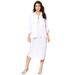 Plus Size Women's Three-Quarter Sleeve Jacket Dress Set with Button Front by Roaman's in White (Size 22 W)