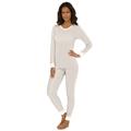 Plus Size Women's Thermal Crewneck Long-Sleeve Top by Comfort Choice in Pearl Grey Stripe (Size 2X) Long Underwear Top