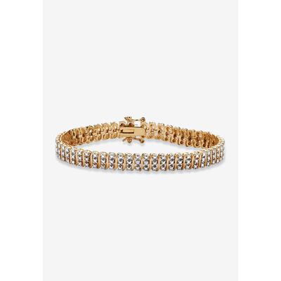 Plus Size Women's Yellow Gold Plated S Link Tennis Bracelet (7.5mm), Genuine Diamond Accent 8" by PalmBeach Jewelry in Diamond