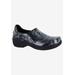 Extra Wide Width Women's Bind Slip-Ons by Easy Works by Easy Street® in Black Grey Abstract (Size 9 WW)