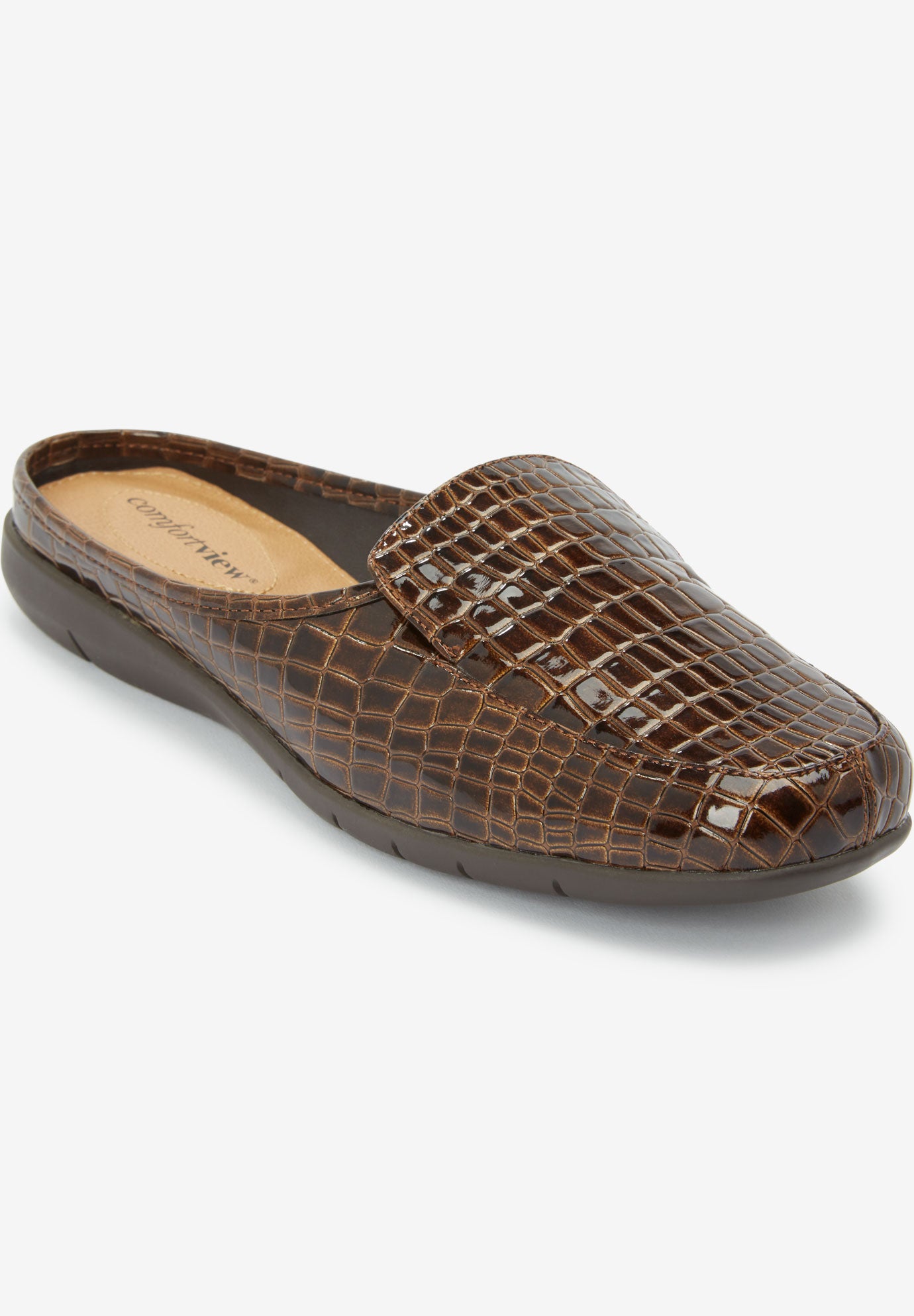Extra Wide Width Women's The Estelle Slip On Mule by Comfortview in Brown (Size 7 WW)