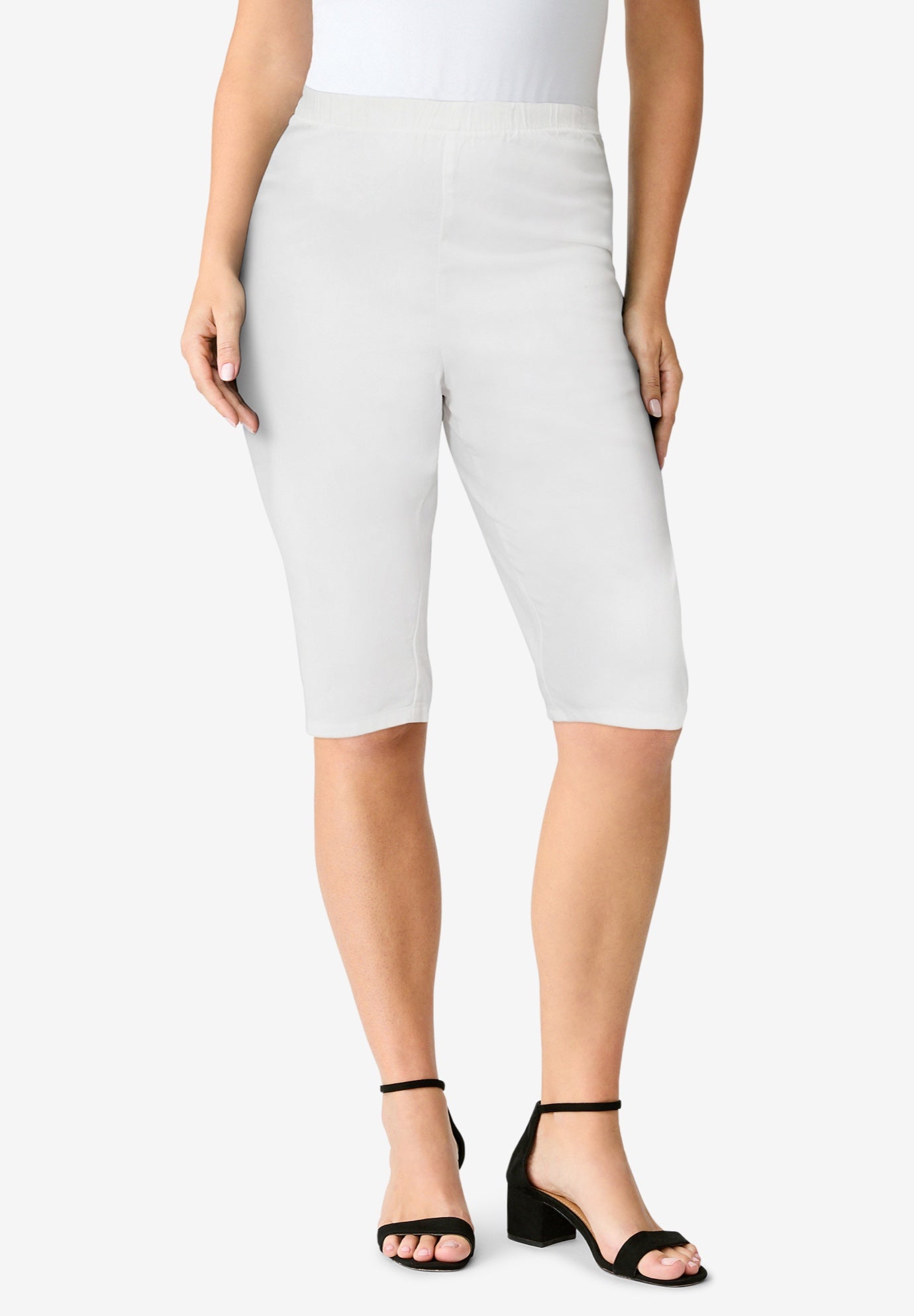 Plus Size Women's Plus Size Comfort Stretch Bermuda Jean Short by Denim 24/7 by Roamans in White Denim (Size 22 W)