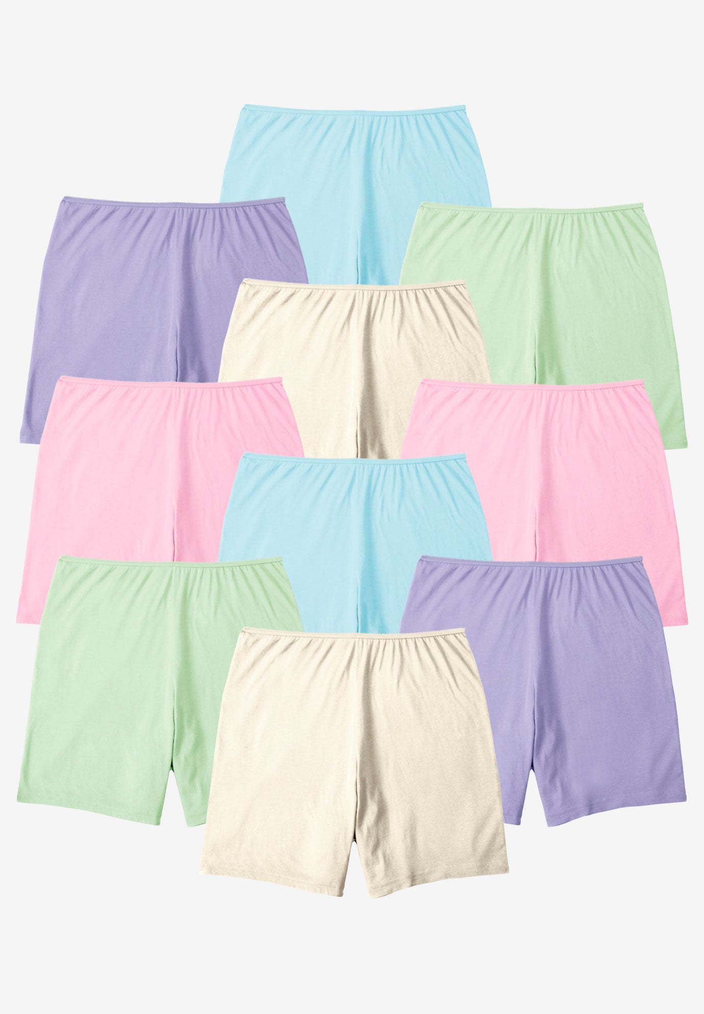 Plus Size Women's Cotton Boxer 10-Pack by Comfort Choice in Pastel Pack (Size 15) Underwear